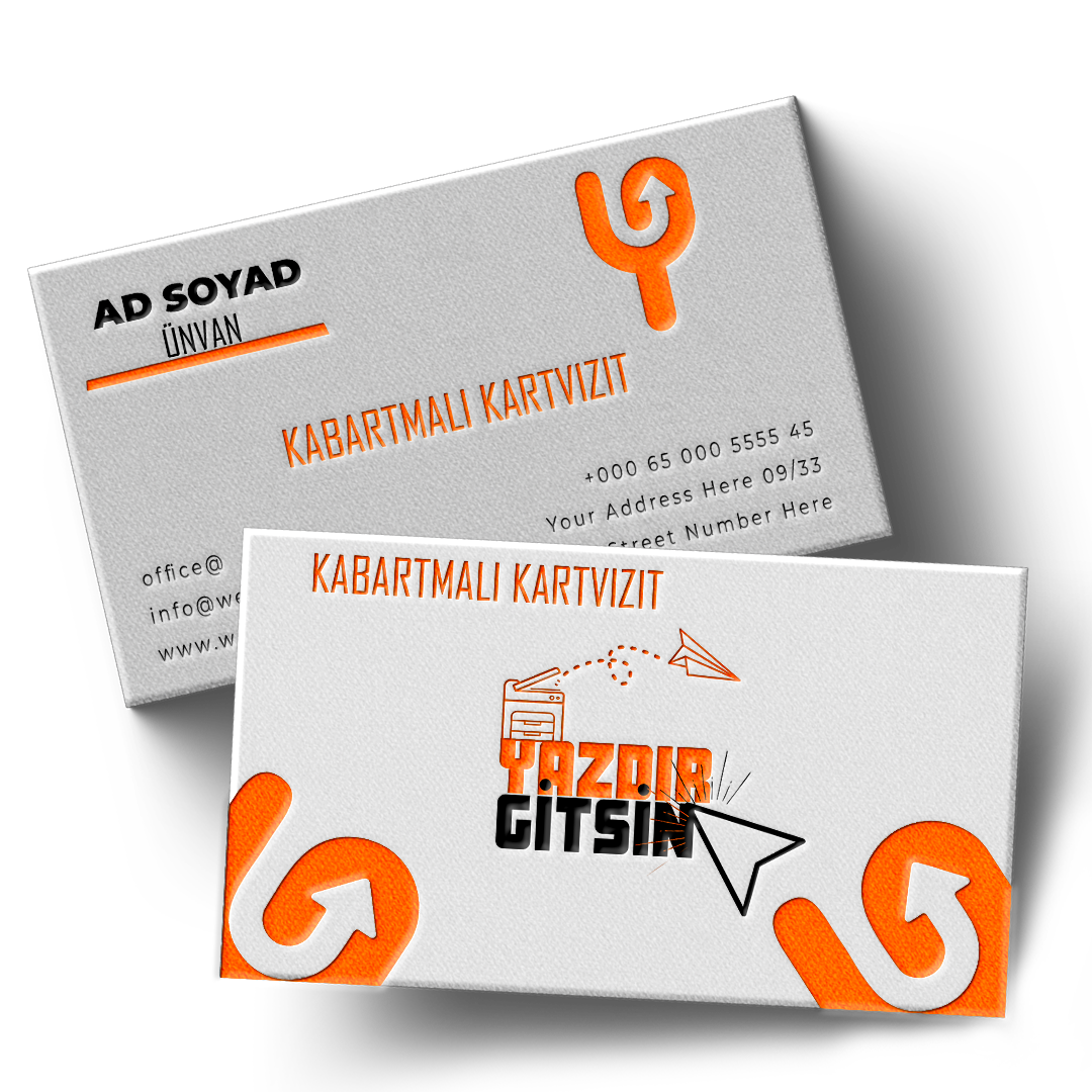 Mat Kabartma Laklı Kartvizit (350 gr. Kuşe) Çift Yön Renkli Özel Kesim
